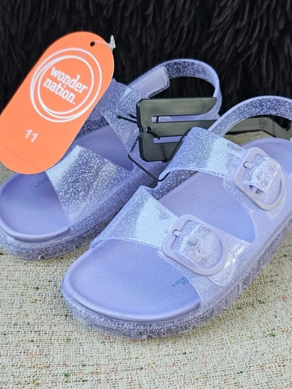 Wonder Nation Kids Slides Sandal Lilac Jelly Plastic Shoes Size 11 kid NWT